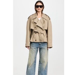 Pixie Market Oversized Cropped Trench Jacket Shopbop in Khaki One Size Coat $260